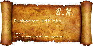 Busbacher Mátka névjegykártya